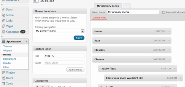 Custom Menus in WordPress 3.0