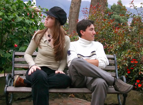 Couple facing away from each other looking angry