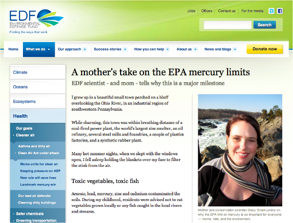 The Environmental Defense Fund are one of many charities that recognise the power of stories to encourage giving.