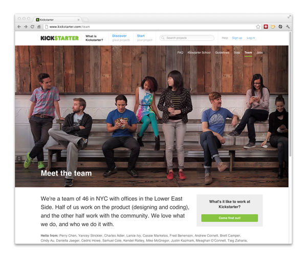 Kickstarter Team Page