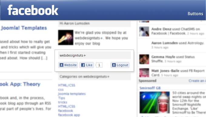 webdesigntuts Facebook app buttons
