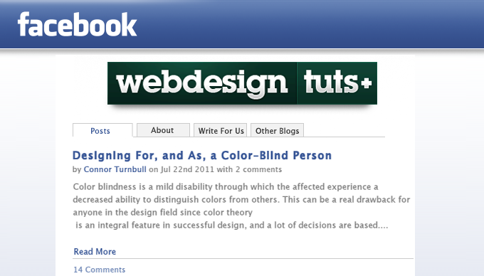 Facebook app main content