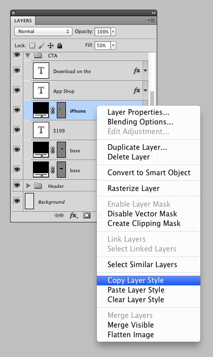 How to copy a layer style