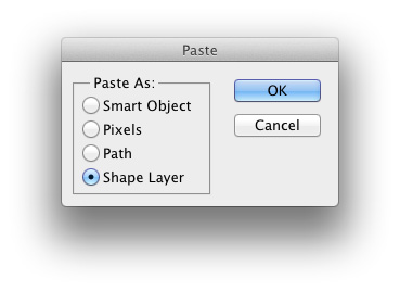 Pasting options in Photoshop