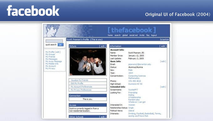Facebook app ui history