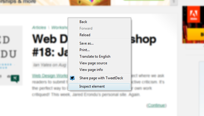 Open Chrome Developer Tools