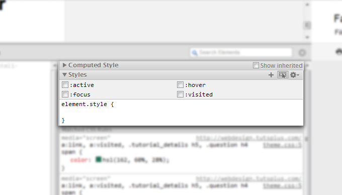 Chrome's dev tools inspect state