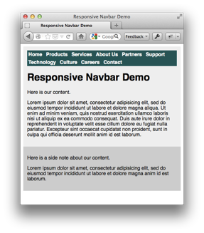 Screenshot of the demo in a small window.